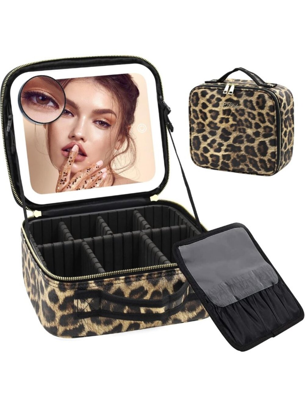 Lighted Makeup Bag with Mirror & 3 Color Settings, Travel Cosmetic Organizer